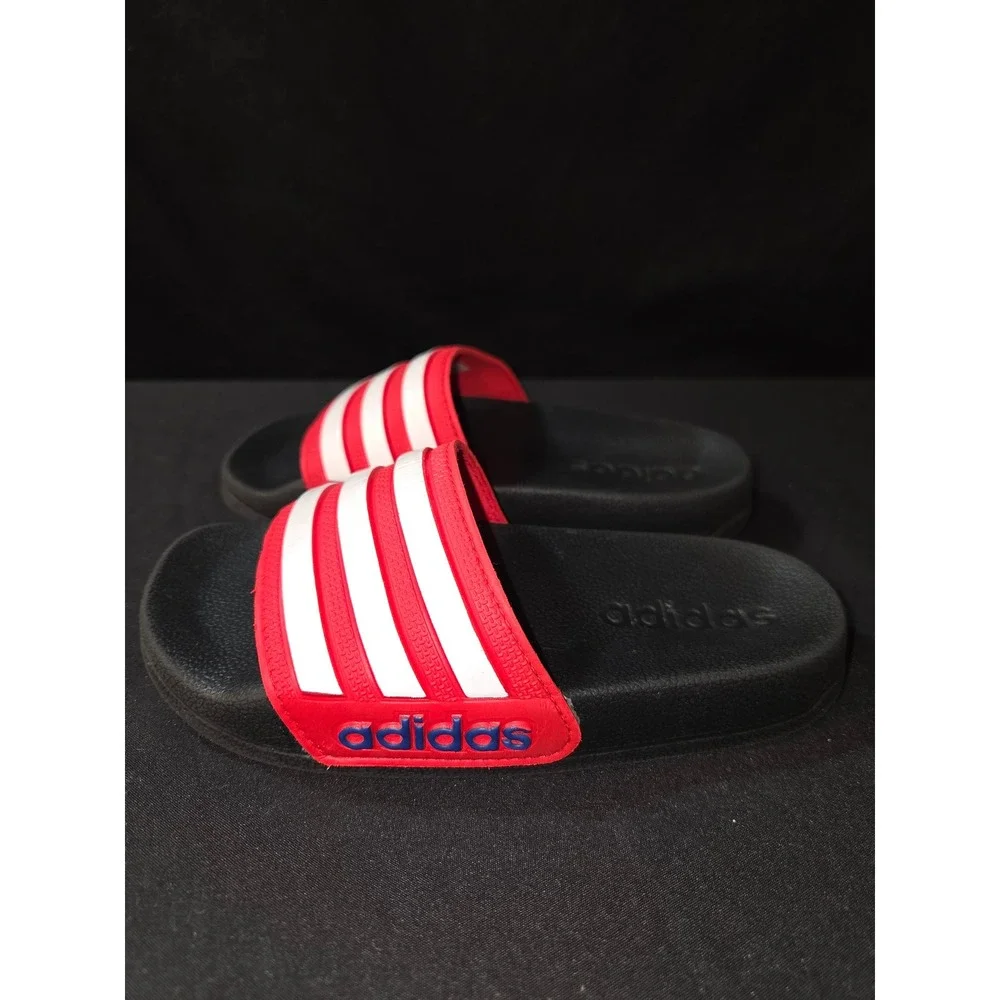 Adidas Adilette Slides Sandals Kids Size 10K Red White Stripes‎